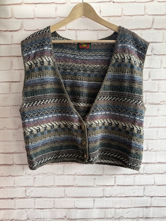 ALPS Sweaters - ALPS Vintage Multicolor Knit Vest Sweater